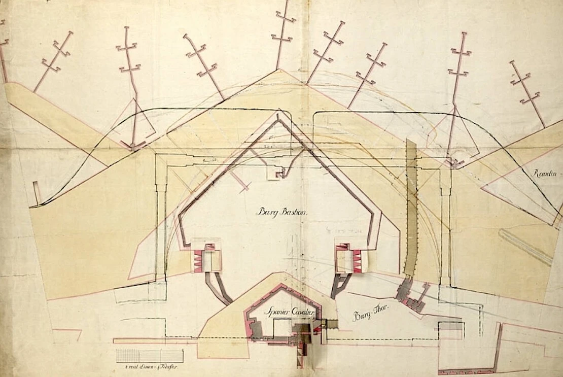 Plan der Minengänge nach 1700, aus: Geschichte der Stadt Wien, / red. von Albert Starzer, Wien 1905, Österreichische Nationalbibliothek  