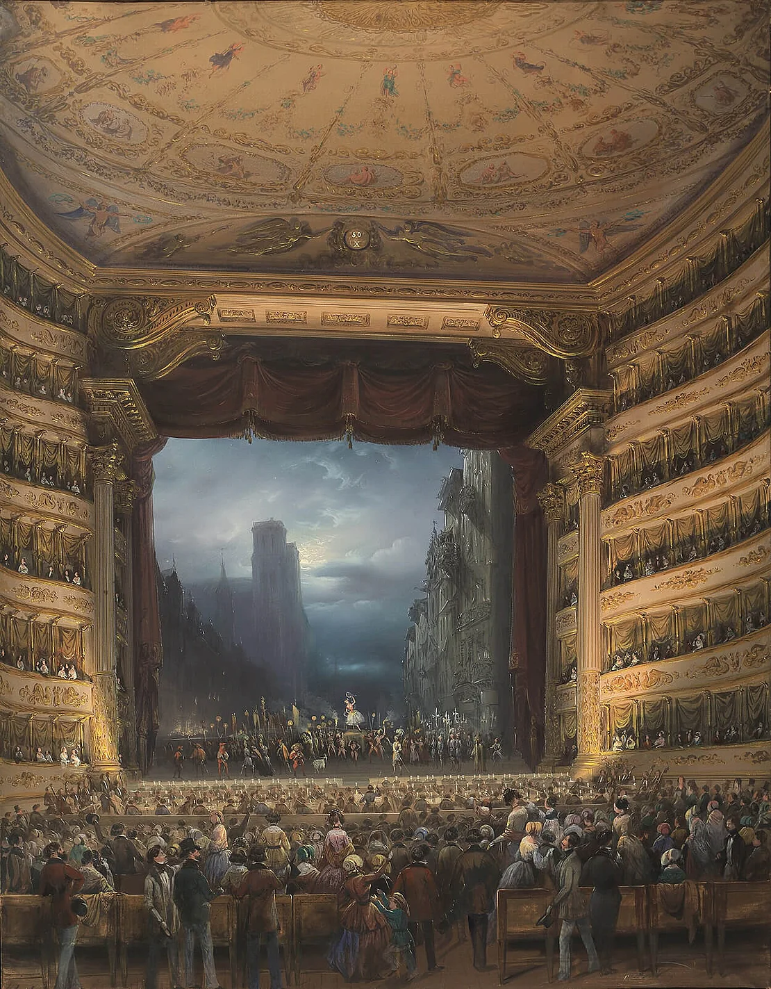 Carlo Bossoli: Die Scala in Mailand, 1849, Wikimedia Commons  