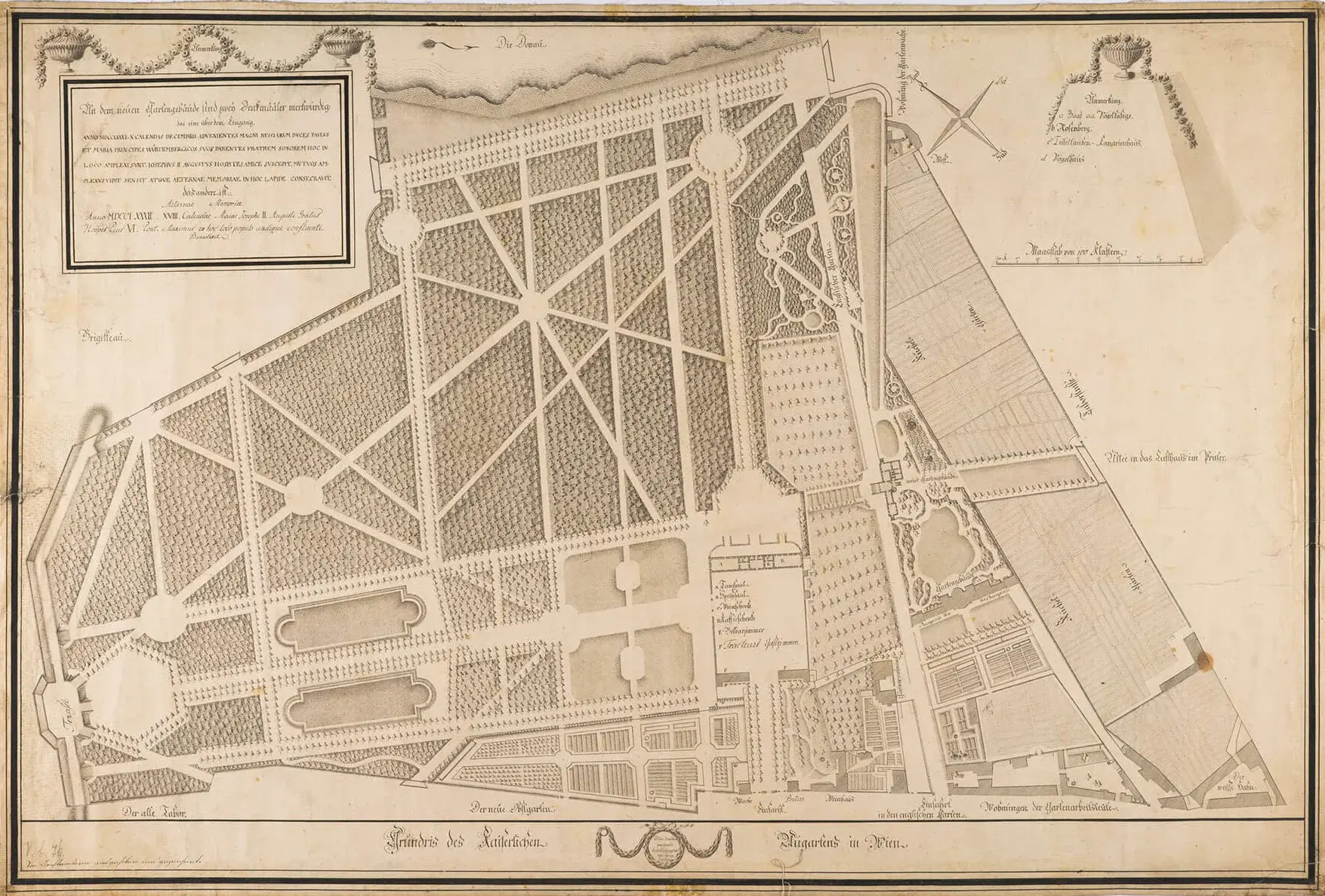 „Grundris des Kaiserlichen Augartens in Wien“, Feder, (frühestens) 1782, Wien Museum, Inv.-Nr. 105758