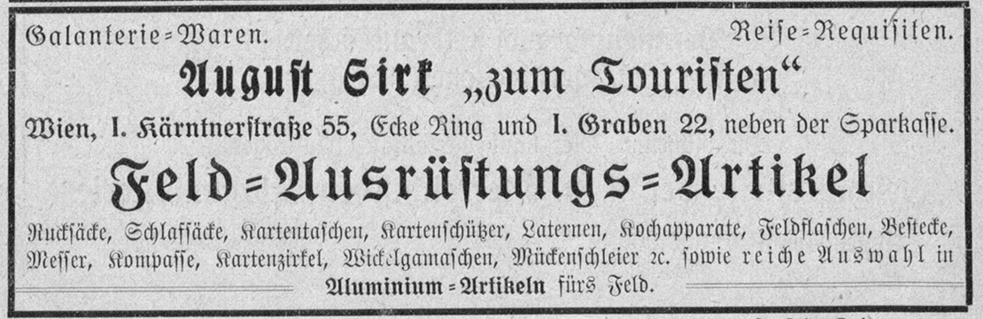 Inserat in „Der Große Krieg“, 14/1916, S. 24, ANNO/ÖNB