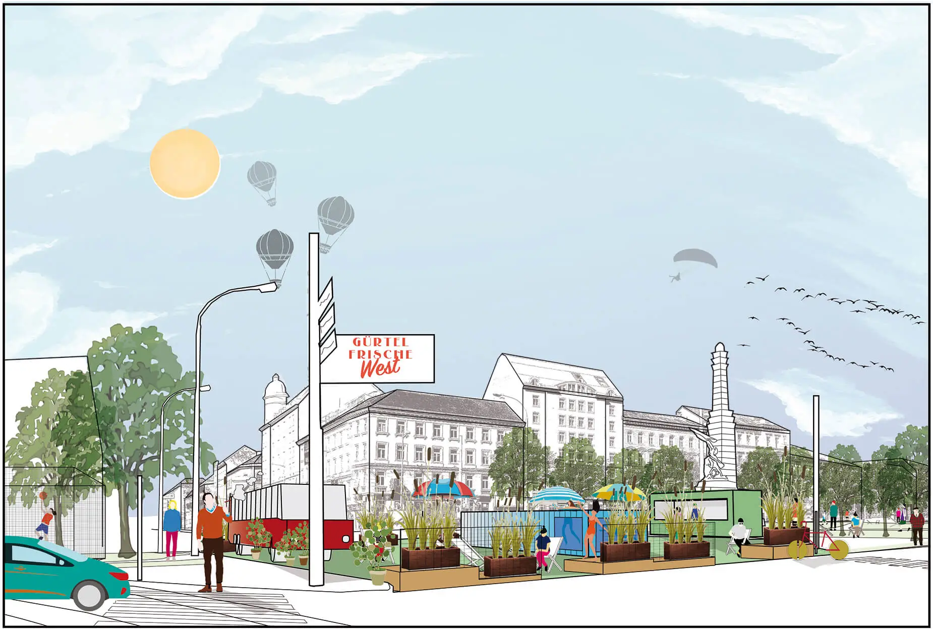 Illustration „Gürtelfrische WEST“ © art:pahalanx/Heri&Salli