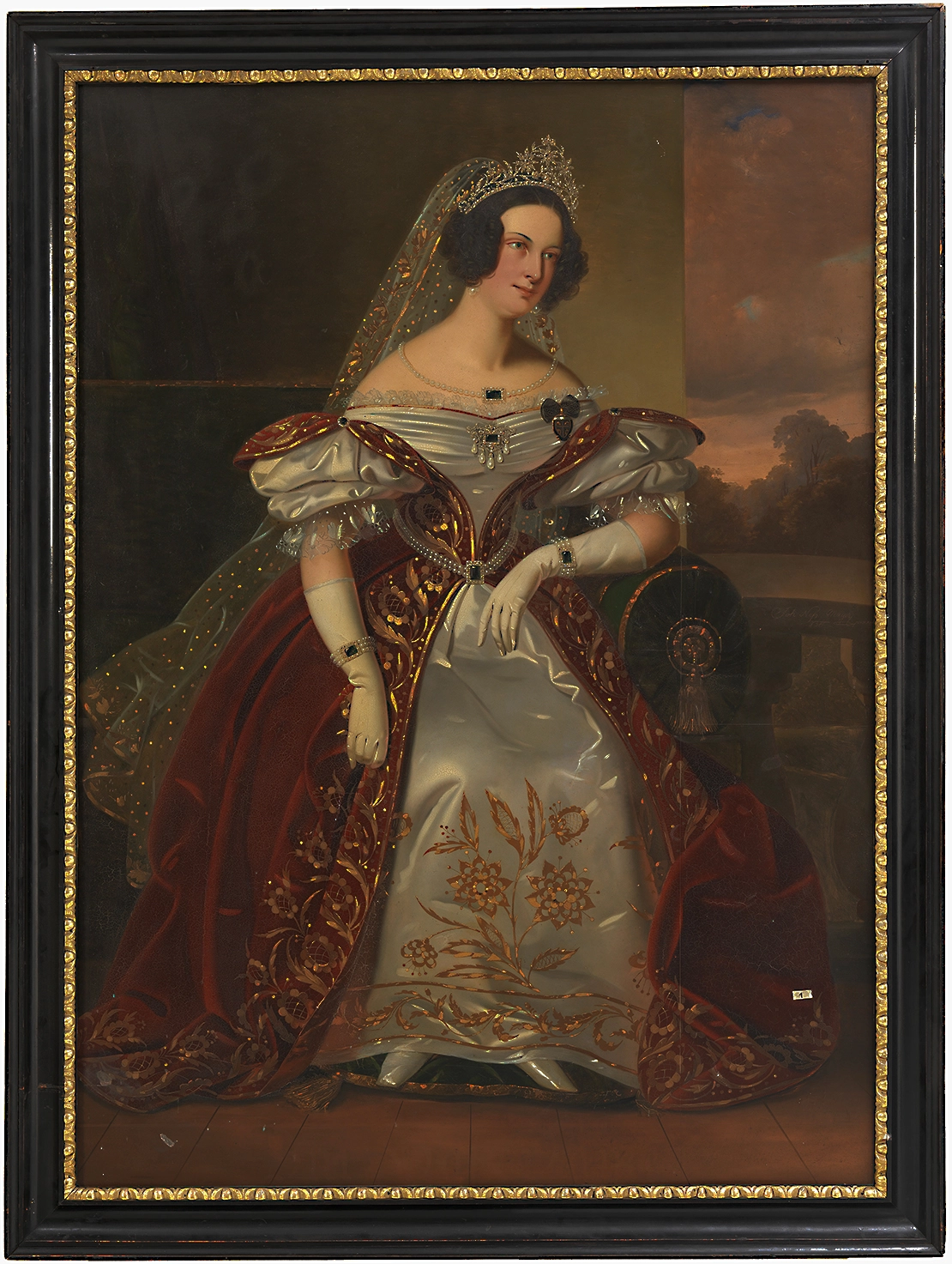 Johann Nepomuk Mayer, Geschäftsschild mit Darstellung von Kaiserin Karolina Augusta, der vierten Ehefrau von Kaiser Franz II/I., 1836, 191 x 144 cm, Wien Museum  