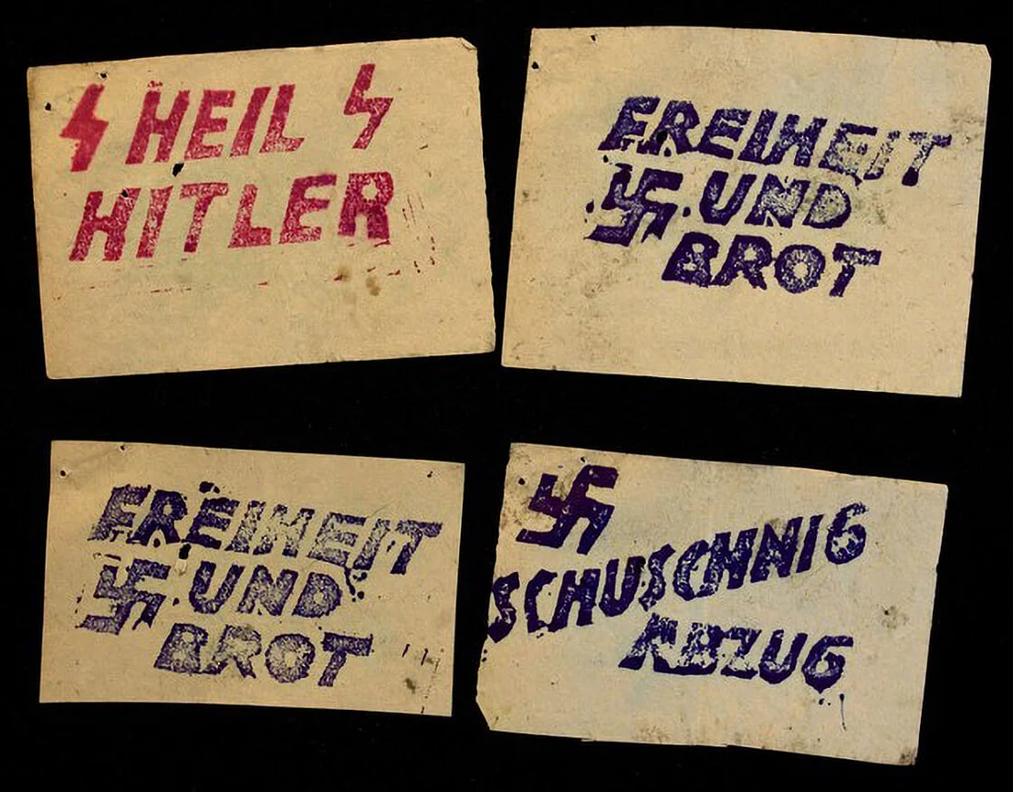 Streuzettel der NSDAP. Quelle: WStlA, M.Abt. 230, A2 – Q – Abschrankung, notstandspolizeiliche Maßnahmen, Kt. 1, Zl. 648/1938  
