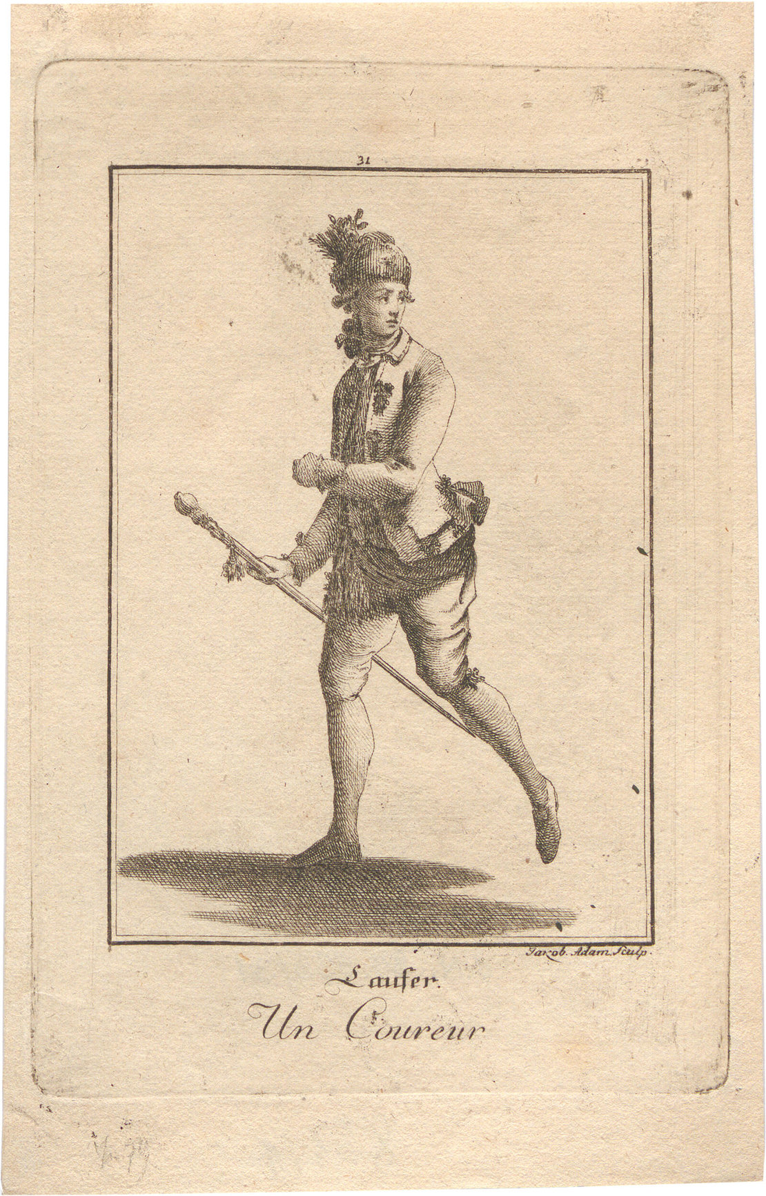 Professionelle „Laufer“ waren im 18. Jh. im Einsatz, um Kutschen eine freie Fahrt zu gewähren. Kupferstich, 1777, Wien Museum; Ölgemälde, um 1760, Wien Museum 