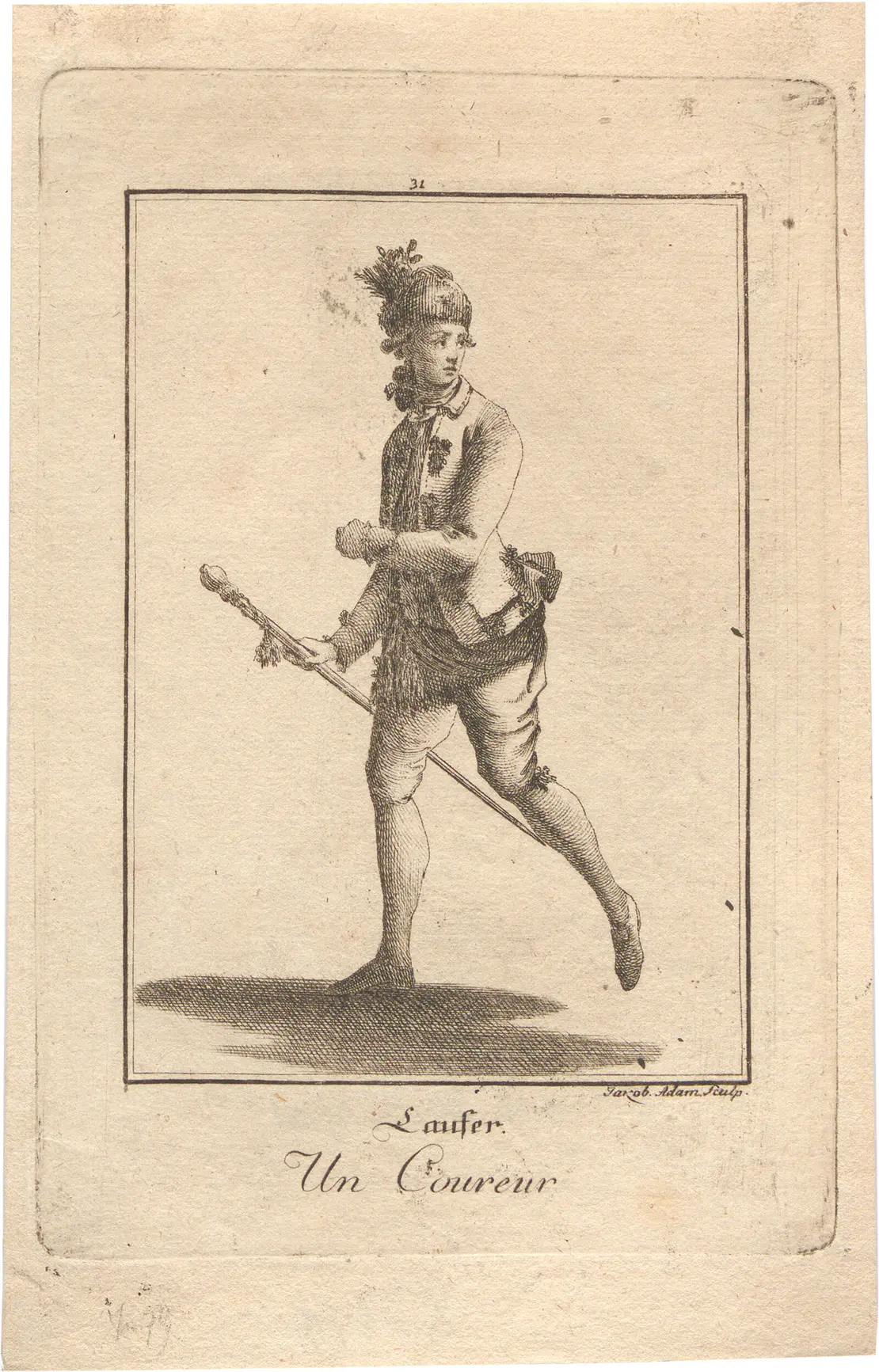 Professionelle „Laufer“ waren im 18. Jh. im Einsatz, um Kutschen eine freie Fahrt zu gewähren. Kupferstich, 1777, Wien Museum; Ölgemälde, um 1760, Wien Museum