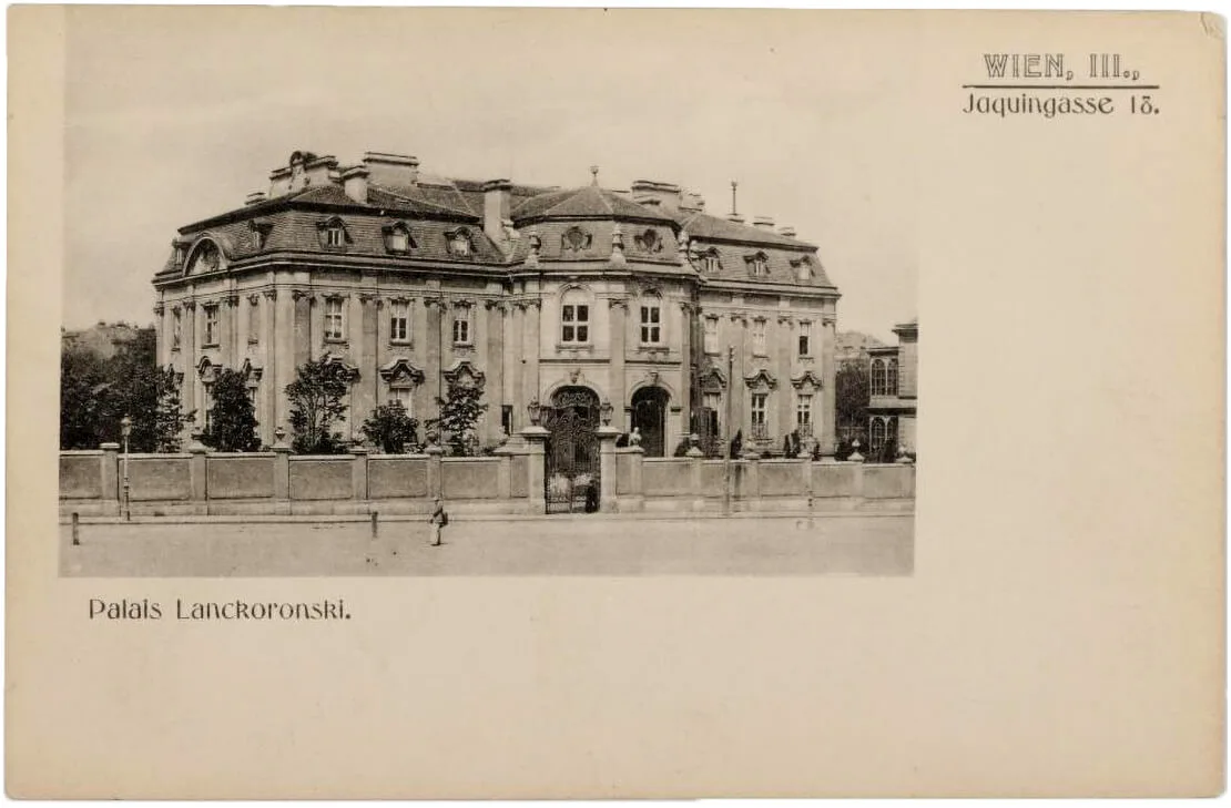 Das Palais Lanckoroński in der Jacquingasse 18 im 3. Bezirk, Postkarte, vor 1905, Wien Museum  