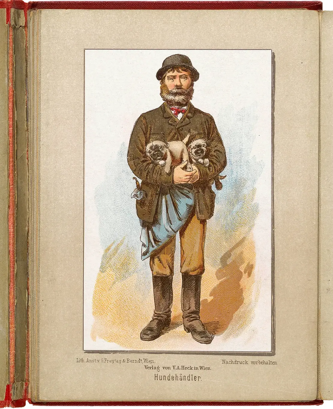 Ladislaus Eugen Petrovits: Hundeverkäufer, aus der Serie der Wiener Typen, um 1885, Druckgrafik, Wien Museum, Inv.-Nr. 123229/8  