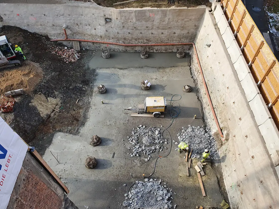 Bohrpfähle im Depotbereich, Foto: Heribert Fruhauf/Wien Museum