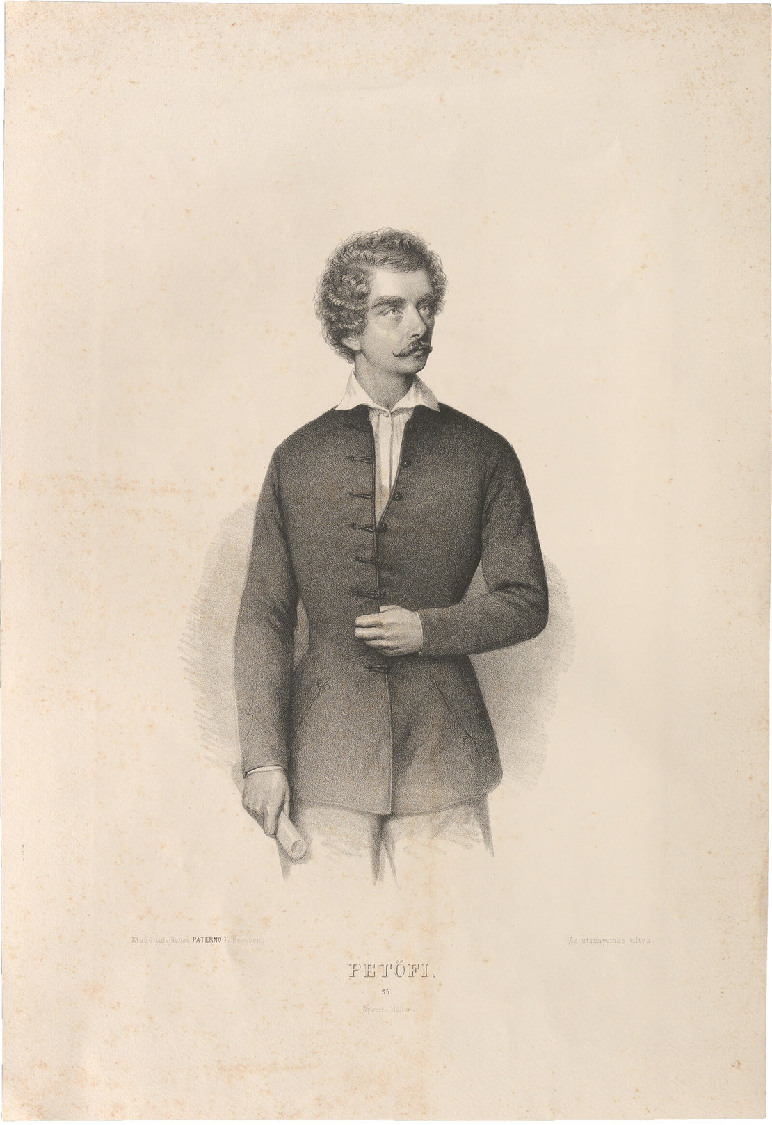 Porträt des ungarischen Nationaldichters Sándor Petöfi, Lithografie, 1850er Jahre, Wien Museum, Inv.-Nr. W 5186 