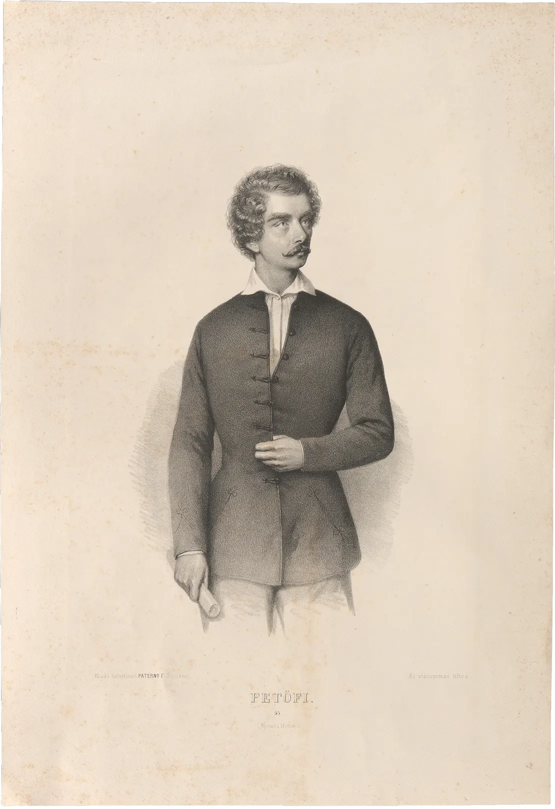 Porträt des ungarischen Nationaldichters Sándor Petöfi, Lithografie, 1850er Jahre, Wien Museum, Inv.-Nr. W 5186   