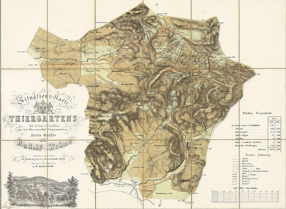 Plan des Lainzer Tiergartens, 1889, Wien Museum  