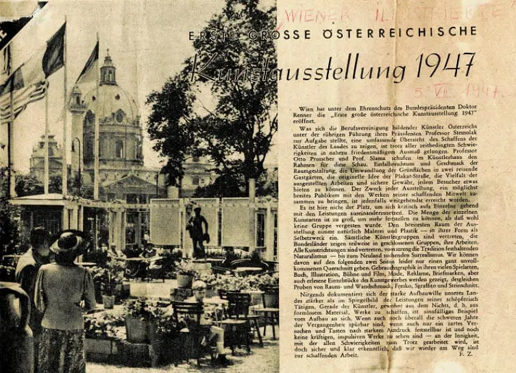 Bericht in der Wiener Illustrierten am 5.7.1947, Archiv der Berufsvereinigung der bildenden Künstler Österreichs, LV Wien NÖ Bgld