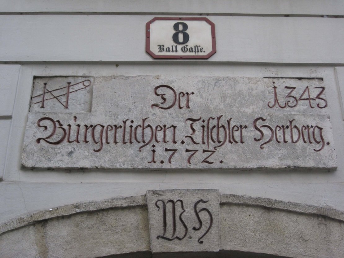 Ballgasse 8, 1010 Wien: Konskriptionssnummer 1343. Foto: Anton Tantner 