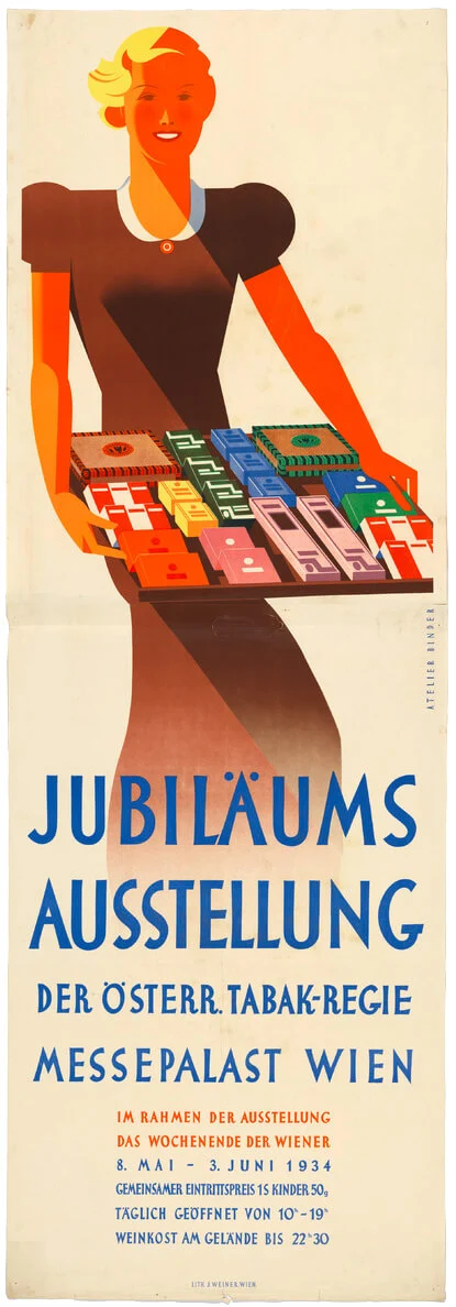 Joseph Binder: Plakat zur Jubiläumsausstellung der Österreichischen Tabakregie, 1934, Wien Museum