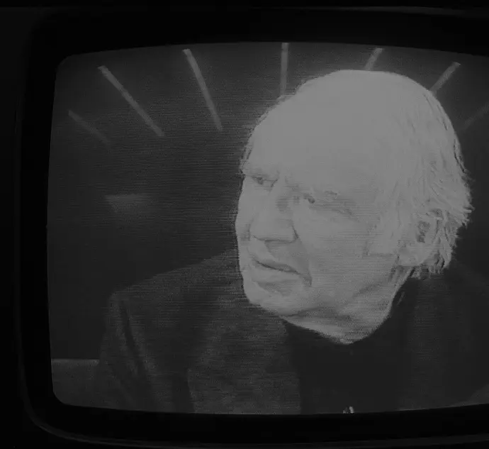 Robert Jungk bei einem TV-Wahlkampfauftritt, 1992, Foto: Lillian Birnbaum