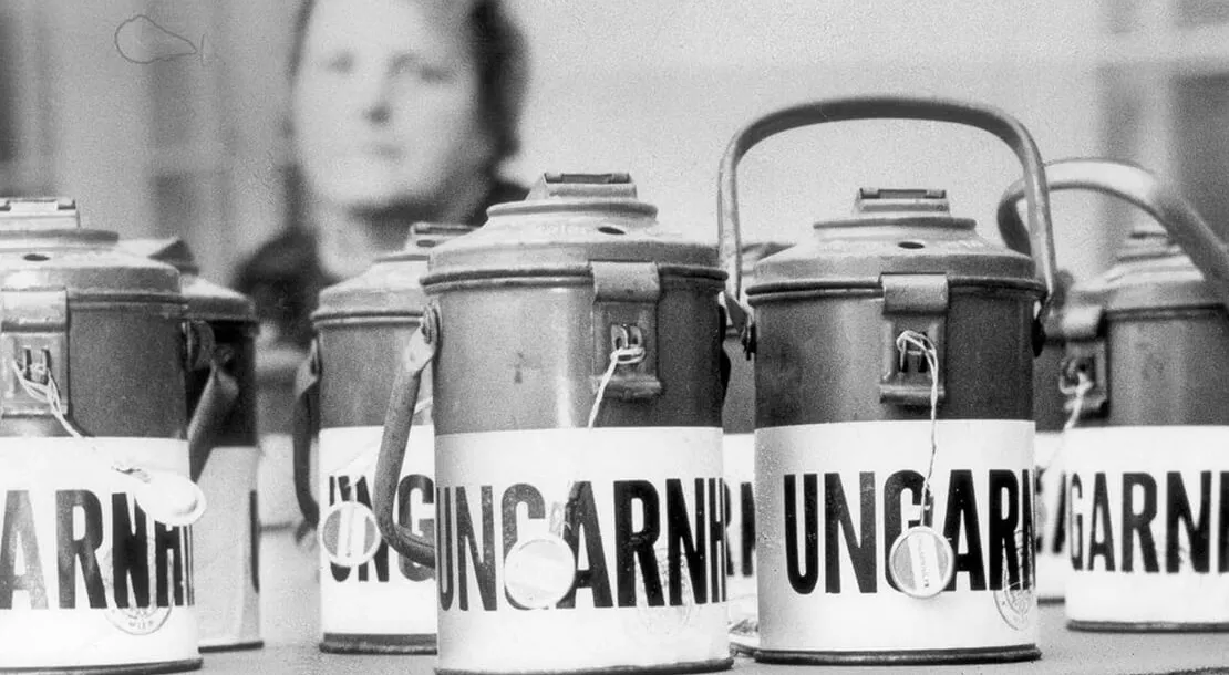 Ungarnhilfe-Sammelbüchsen, November 1956. © Verein für Geschichte der ArbeiterInnenbewegung  