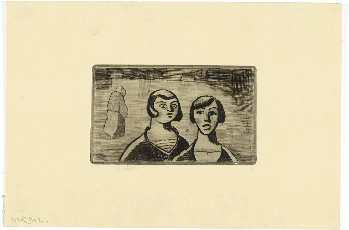 Ohne Titel (Drei Frauen) Radierung von Karl Wiener, um 1930, Wien Museum, Inv.-Nr. 250533/2658  