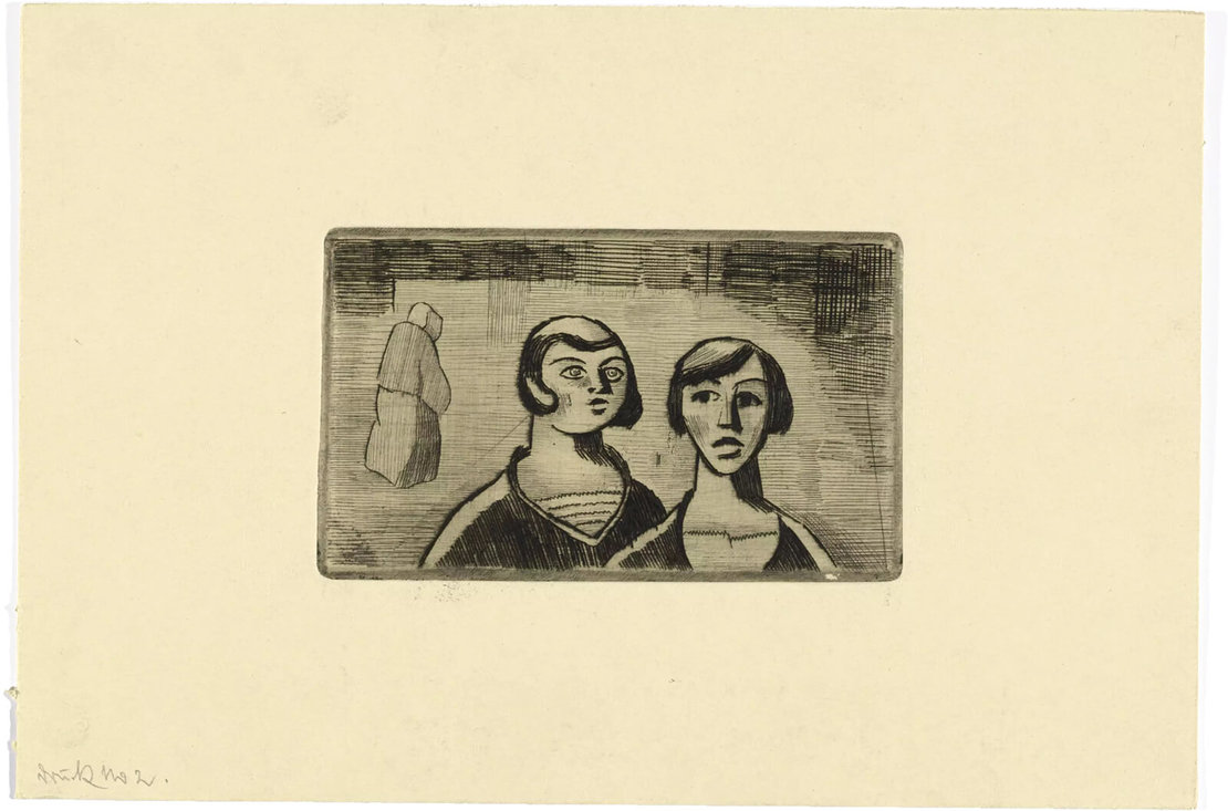 Ohne Titel (Drei Frauen) Radierung von Karl Wiener, um 1930, Wien Museum, Inv.-Nr. 250533/2658 