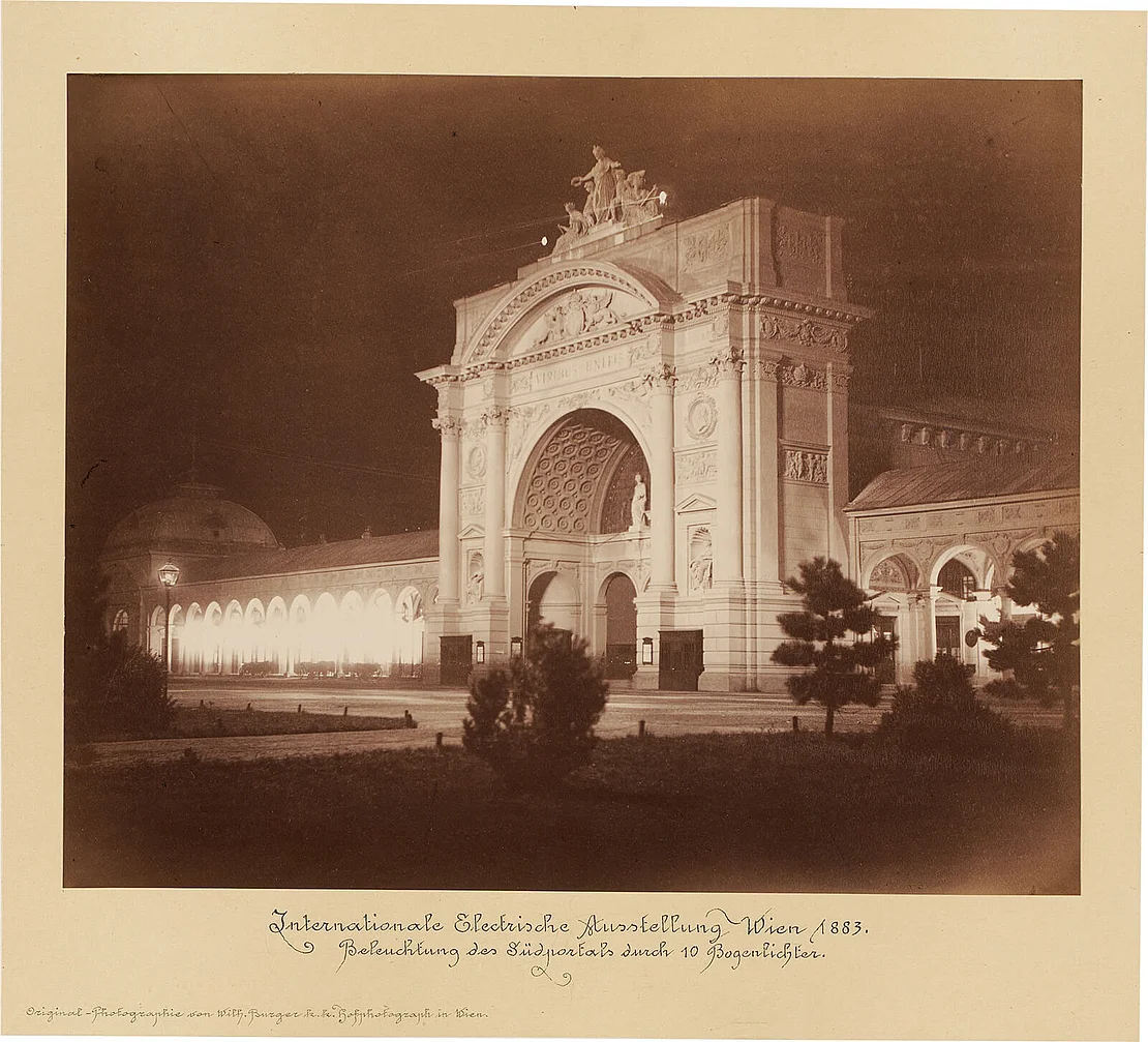Die Elektrische Ausstellung fand 1883 in der Rotunde statt, Foto: Wilhelm J. Burger, Wien Museum, Inv.-Nr. 43519/2  