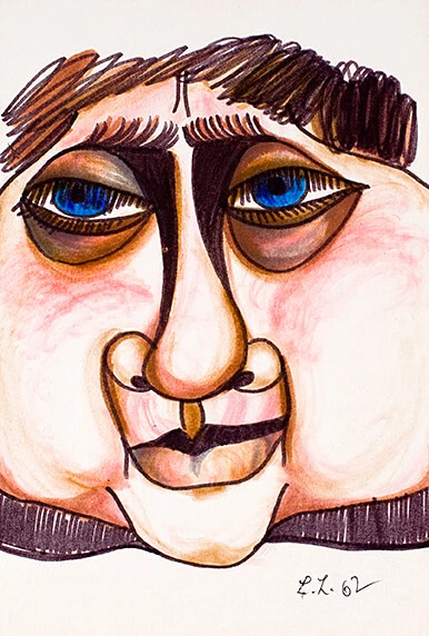 Lieselott Beschorner: O.T., aus der Serie „Groteskerien“, 1962, Filzstift auf Papier, Wien Museum, LB 152  