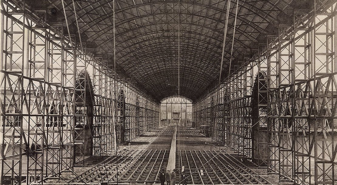 Bau des Industriepalasts der Weltausstellung, 1872, Wien Museum 