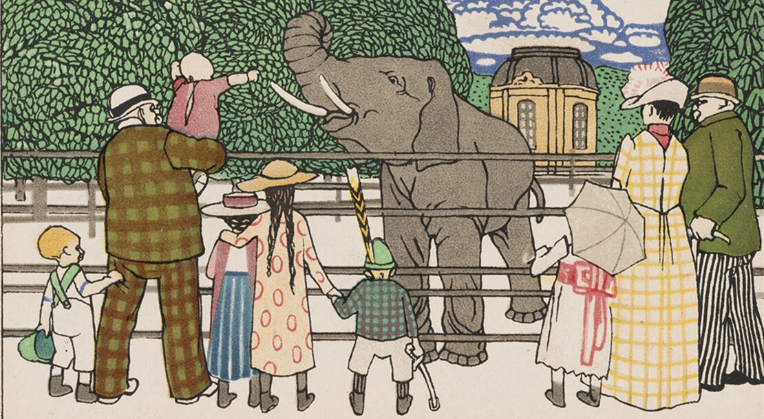 Adalberta Kiessewetter: Postkarte der Wiener Werkstätte Nr. 601: Wien, Schönbrunn, 1912, Wien Museum