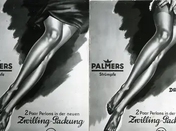Zensurkonformes und zensuriertes Plakat für Palmers-Strümpfe, 1953, Palmers-Archiv
