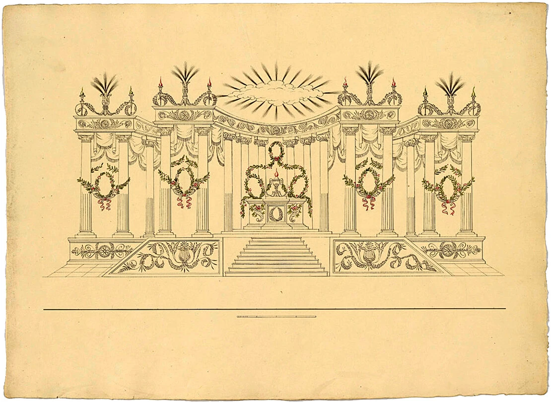 Anton Stuwer: Entwurf für das Feuerwerk „Die Lustfahrt nach dem Sommer Palais nächst Algier", 1830, Wien Museum  
