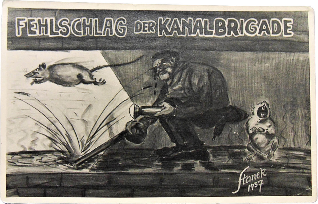 „Ein Fehlschlag der Kanalbrigade“, Karikatur, sign. „Stanek“, Wien Museum, Inv.-Nr. 237039/24 