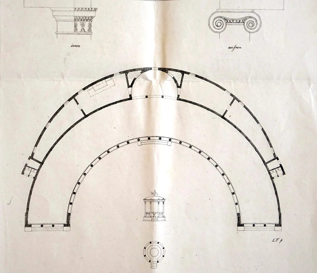 Das Cortiʼsche Kaffeehaus im Volksgarten (Ausschnitt mit Grundriss), um 1822. Österreichisches Staatsarchiv. Foto: Christian Hlavac