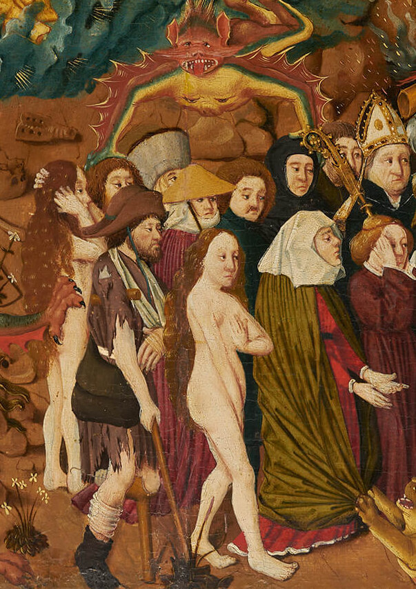 Ausschnitt aus: Jüngstes Gericht mit Darstellung der Stadt Wien, 1490–1500, Tempera-Mischtechnik auf Holz, Leihgabe Kinsky'sches Forstamt Burg Heidenreichstein, Foto: TimTom, Wien Museum