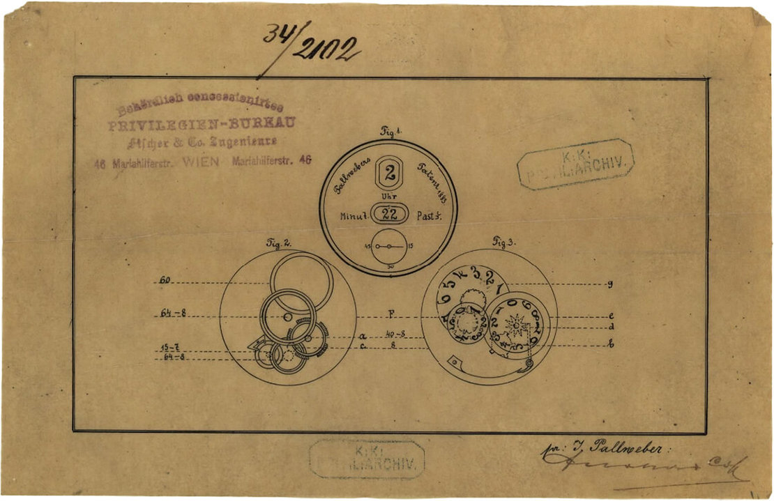 Josef Pallwebers Patent für Taschenuhren mit Digitalanzeige 