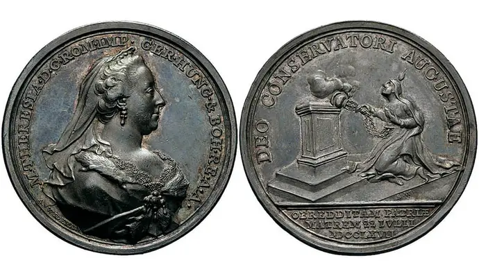 Silbermedaille anlässlich der Genesung von Kaiserin Maria Theresia von den Pocken, 1767, Wien Museum