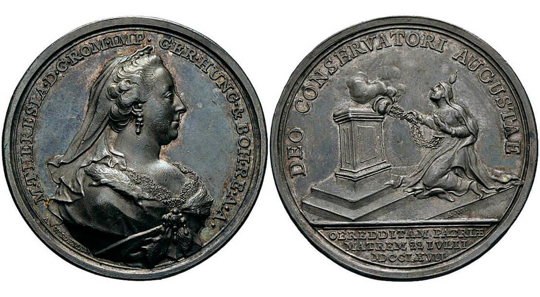 Silbermedaille anlässlich der Genesung von Kaiserin Maria Theresia von den Pocken, 1767, Wien Museum 