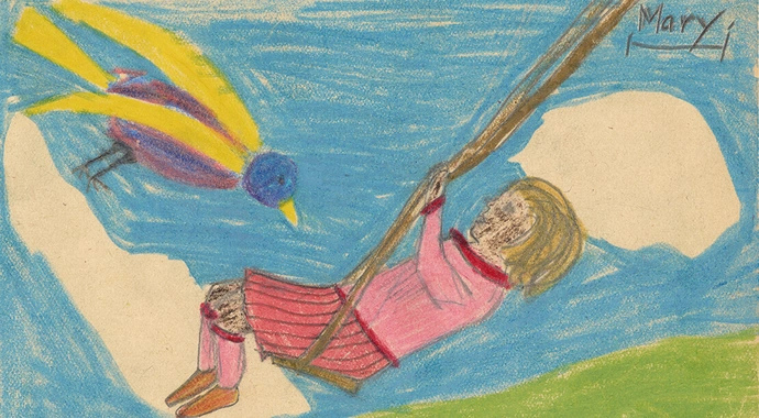 Mary Burlingham: Fiegender Vogel beim Schaukeln, 1926/27, Wien Museum, CZ 95/16