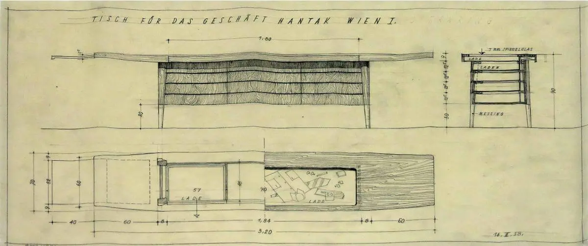 Verkaufspult für Hantak, Wien I, 1958, Wien Museum/Karl Schwanzer Archiv  
