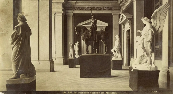 Weltausstellung 1873: Kunsthalle, westliches Vestibül, Foto: Josef Löwy, Wien Museum
