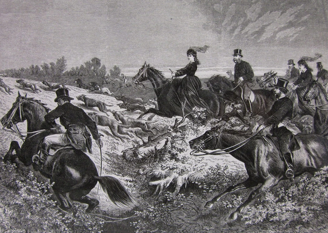 Franz Joseph und Elisabeth auf der Fuchsjagd, 1873, Zeitungsdruck nach Vinzenz Katzler, Wien Museum