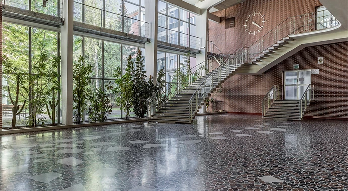 Aula der Hans Radl Schule, Architekt Viktor Adler, 1959, Foto: Stephan Doleschal