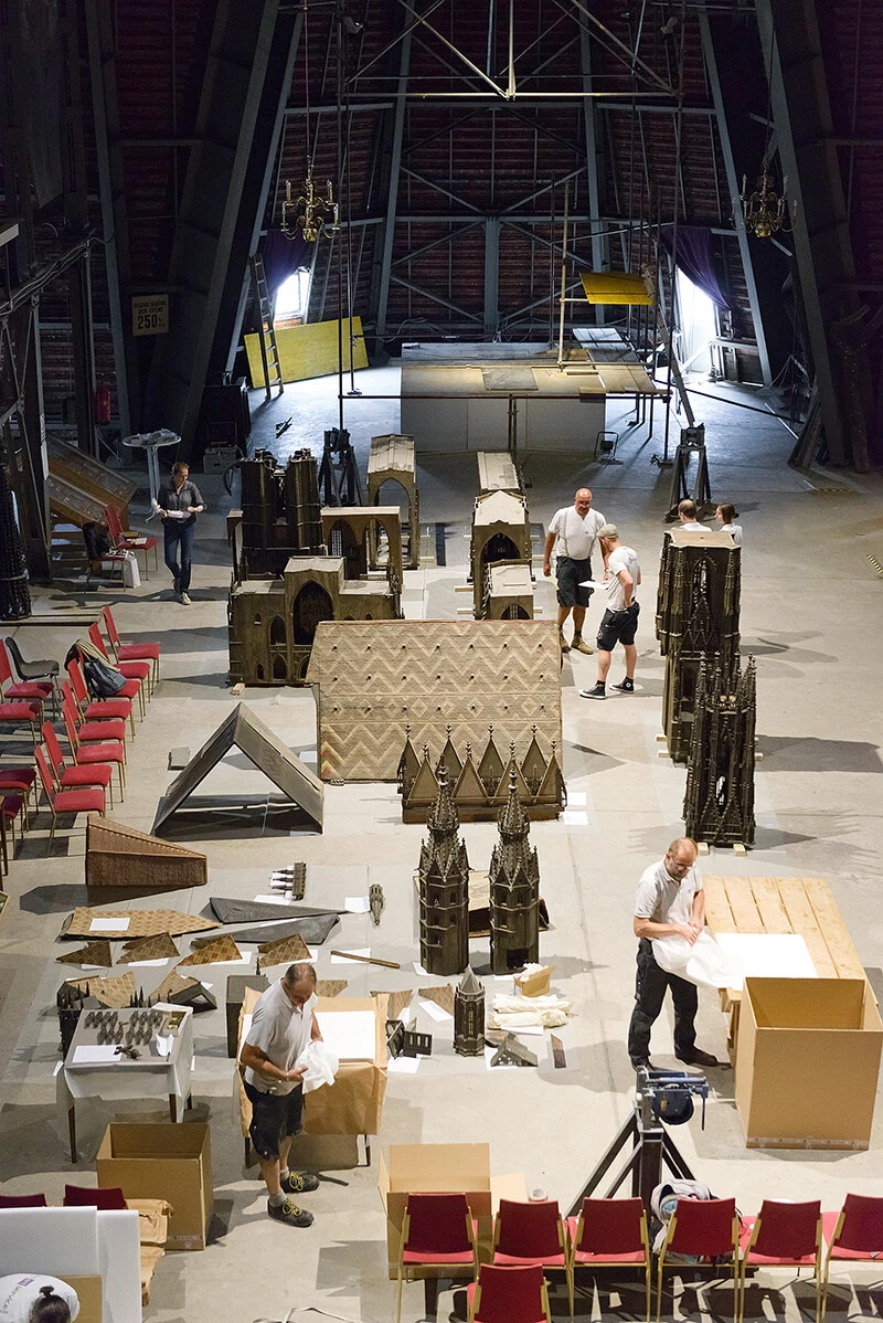 Die Einzelteile des Modells vor dem Verpacken, Foto: Claudia Rohrauer/Wien Museum