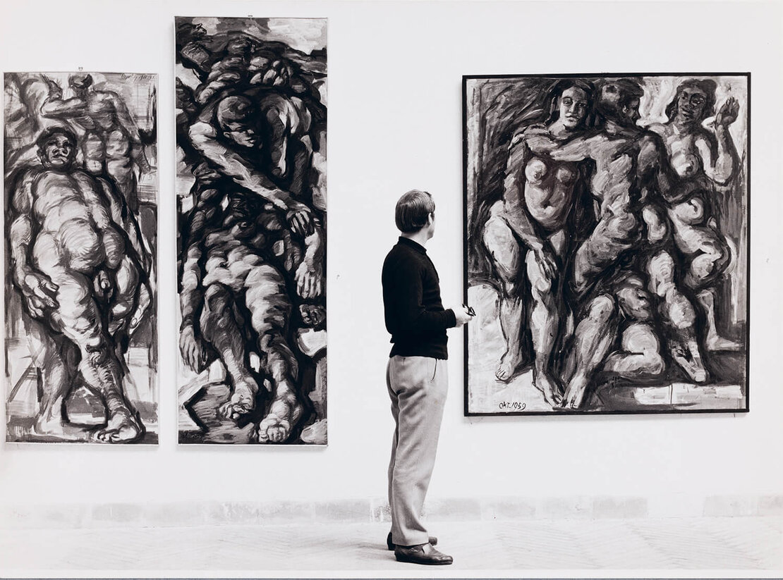 Fritz Martinz im Französischen Saal, Künstlerhaus, 1962, Foto: Helmut Baar, Dorothea Martinz