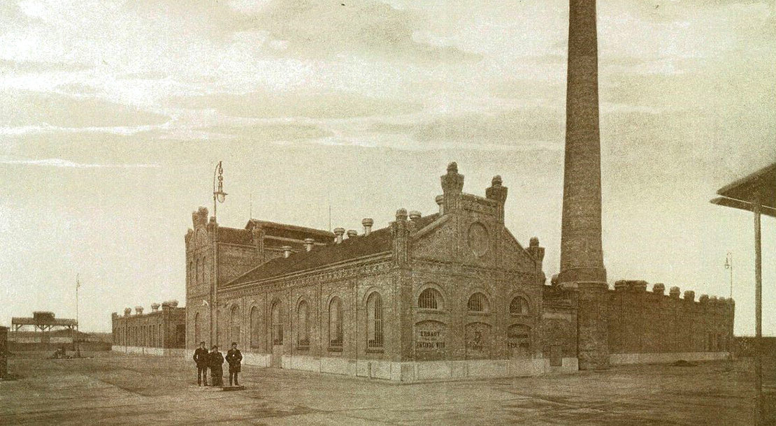 Foto aus: Das neue Schweineschlachthaus im III. Bezirke in Wien. Wien, 1910 