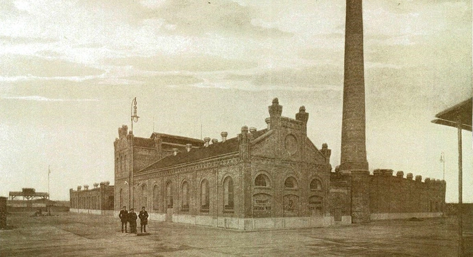 Foto aus: Das neue Schweineschlachthaus im III. Bezirke in Wien. Wien, 1910
