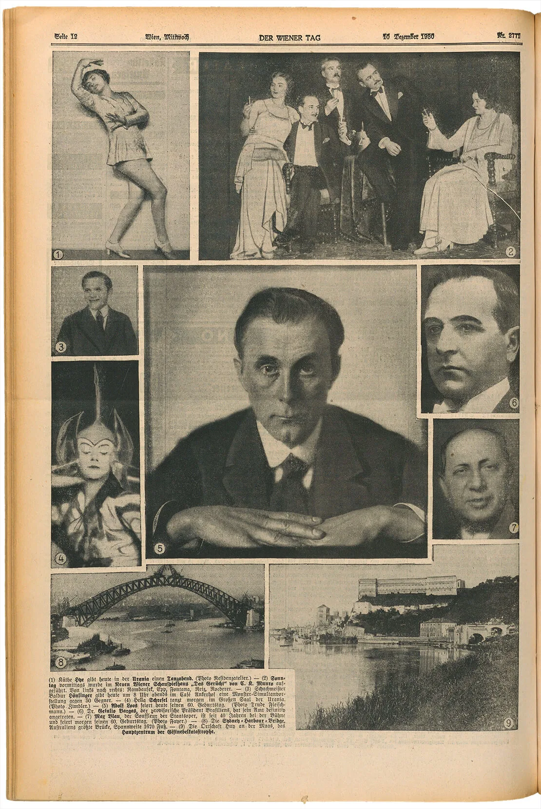 Adolf Loos als Jubilar, Fotografie von Trude Fleischmann, Der Wiener Tag, 10. Dezember 1930, ÖNB (Anno)  