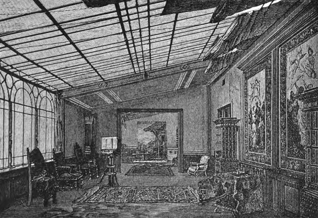 Einblick in das Atelier Graben 19, in: Franz Stolze, Die Werkstatt und das Handwerkszeug des Photographen, Halle 1898, S. 45, Fig. 58  