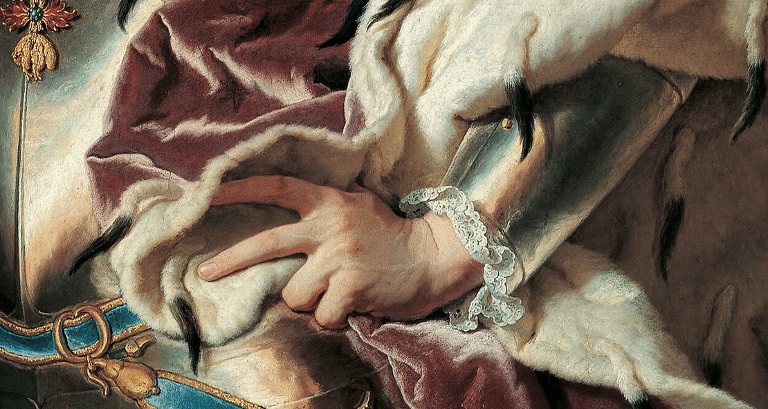 Detail aus Hyacinthe Rigauds Porträt des Fürsten Joseph Wenzel I. von Liechtenstein (1696–1772) , 1740, Öl auf Leinwand, LIECHTENSTEIN. The Princely Collections, Vaduz–Vienna 