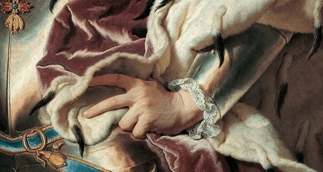 Detail aus Hyacinthe Rigauds Porträt des Fürsten Joseph Wenzel I. von Liechtenstein (1696–1772) , 1740, Öl auf Leinwand, LIECHTENSTEIN. The Princely Collections, Vaduz–Vienna