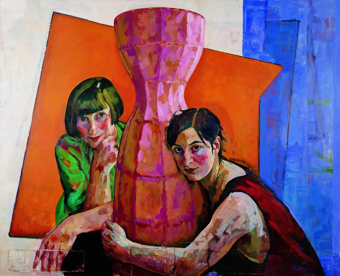 Xenia Hausner: Puppen Körper Automaten, 2002/2005, Acryl auf Hartfaser, 190 × 200 cm, © Studio Xenia Hausner / Bildrecht, Wien, 2021, Foto: Stefan Liewehr