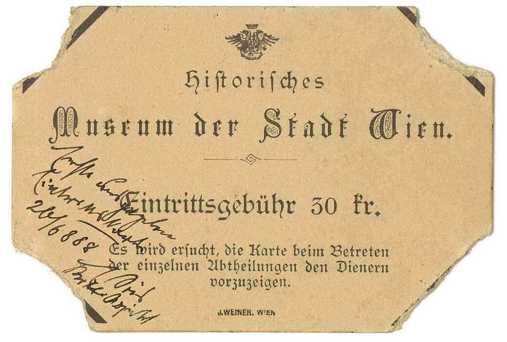 Eintrittskarte für das Historische Museum der Stadt Wien im Rathaus, 1888, Wien Museum  