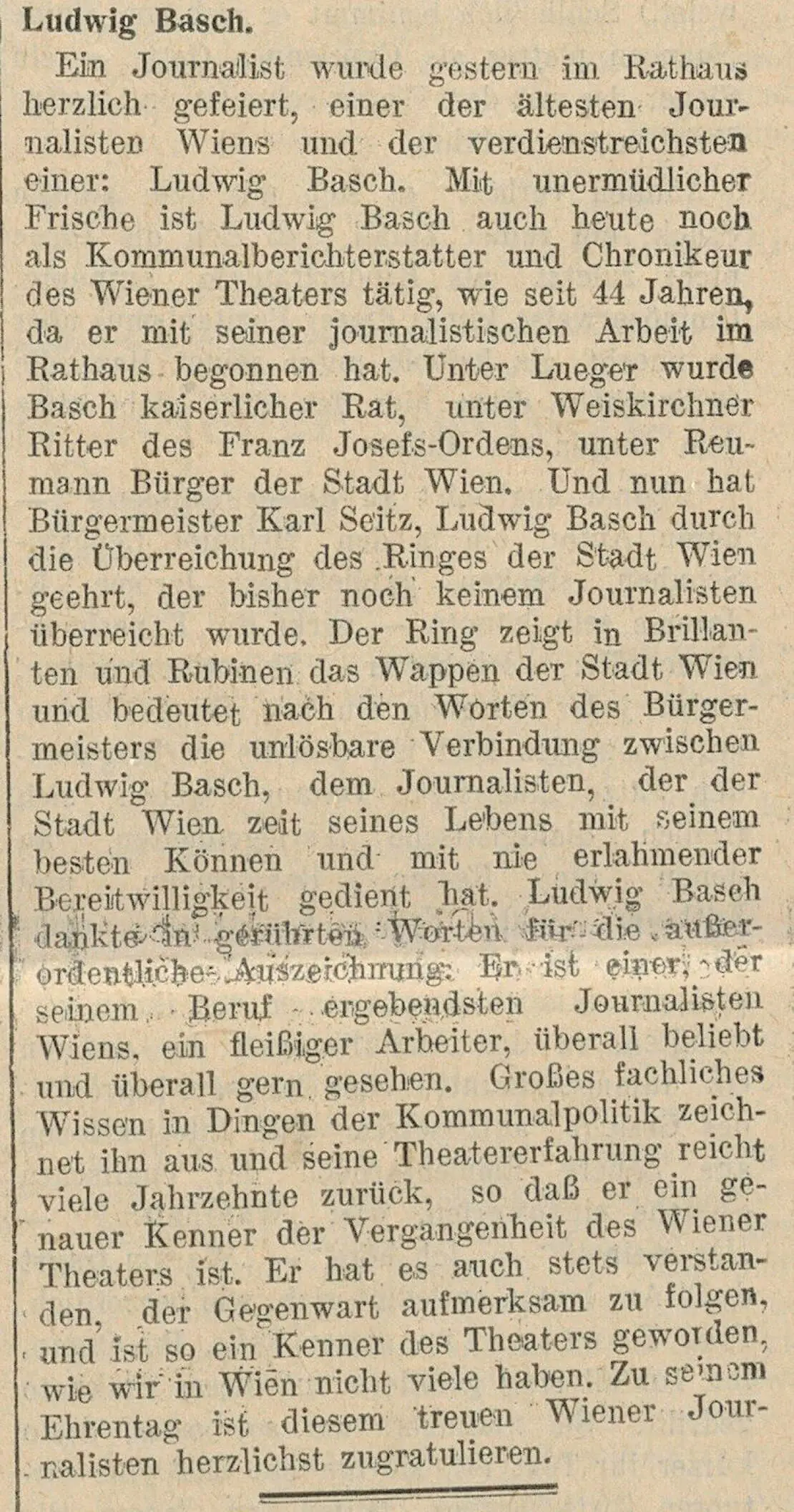 Bericht in „Die Stunde“ 24. Dezember 1925, Quelle: ANNO/ÖNB